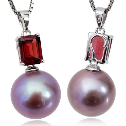 จี้ไข่มุก "เพตราเล็กพลอยแท้ Garnet" ห้อยไข่มุก Edison