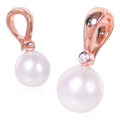 จี้งับเกลี้ยงประดับเพชร CZ ห้อยไข่มุก Edison