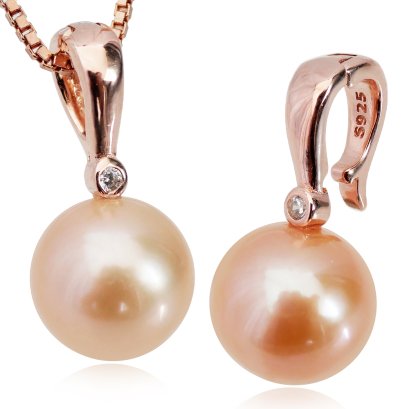 จี้งับเกลี้ยง Mini ฝังเพชร CZ ห้อยไข่มุก Edison