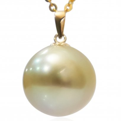 13.0 mm, Gold South Sea Pearl, Pendant with Chain