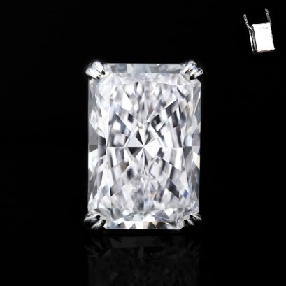 (IGI) 3.27 ct, Laboratory Grown Diamond (Cut Cornered Rectangular Modified Brilliant, CVD, 3.27ct, D, VVS2), Four Prongs Diamond Pendant