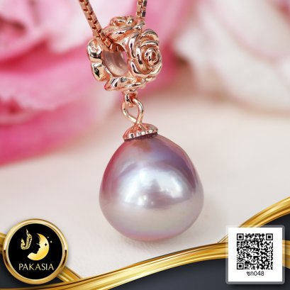 ชาร์ม Stopper กุหลาบ ห้อยจี้ไข่มุก Ripple Pearl สายพันธุ์น้ำจืดคัดเกรด สีม่วง ทรงบารอก ขนาด 10.0-11.0 mm เกรด AA+ ตัวเรือนชาร์ม Stopper กุหลาบ จุกจี้เกลี้ยงห่วงเล็ก เงินแท้ 925 ชุบสี Pink Gold / 9.1.65
