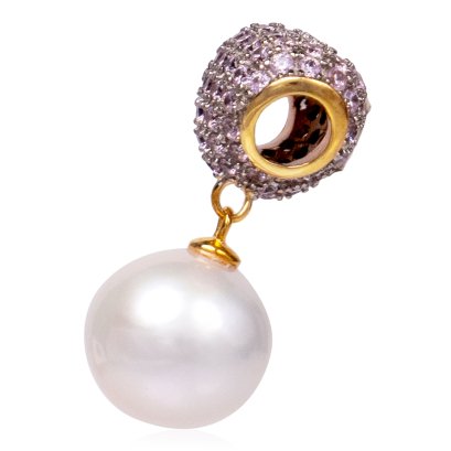 ชาร์ม "หัวใจประดับเพชร" ห้อยไข่มุก Edison