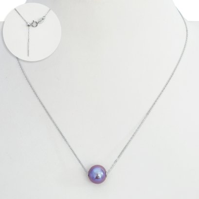 Approx.11.4 - 11.8 mm, Edison Pearl, Single Pearl with Core with Cable Chain Necklace