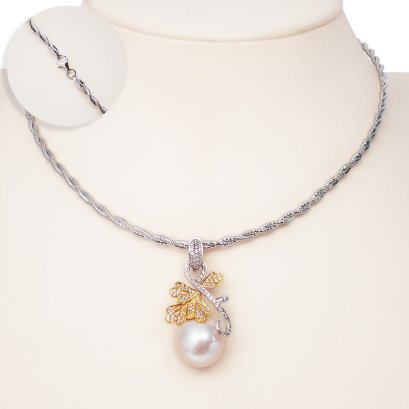 Approx. 15.7 - 16.0 mm, Edison Pearl, Solitaire Pearl Pendant with Choker