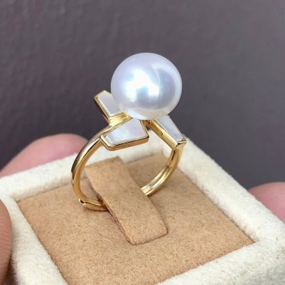 Approx. 10.0 mm, Edison Pearl, Windmill Pearl Ring