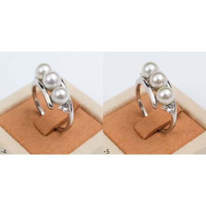 Approx. 5.0 mm, Akoya Pearl, Triple Pearls Ring