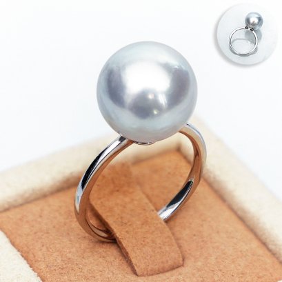 (PSL) Approx. 12.3 mm, Aurora Phoenix, Solitaire Pearl Ring