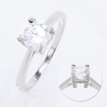(GRA) 1.0 ct., Moissanite, Round Brilliant, Ring
