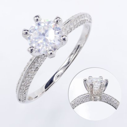 (GRA) 1.0 ct., Moissanite, Round Brilliant, Ring
