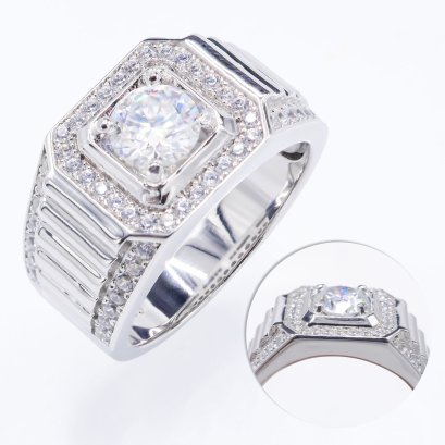 (GRA) 1.0 ct., Moissanite, Round Brilliant, Ring