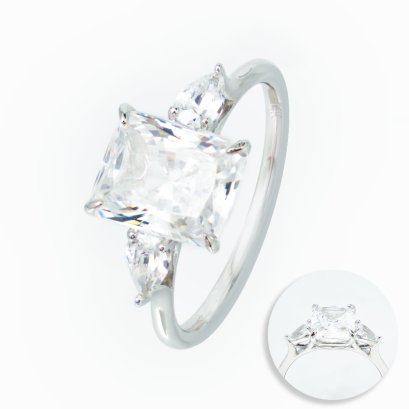 3.0 ct., Cubic Zirconia (CZ), Radiant & Pear Cut, Ring