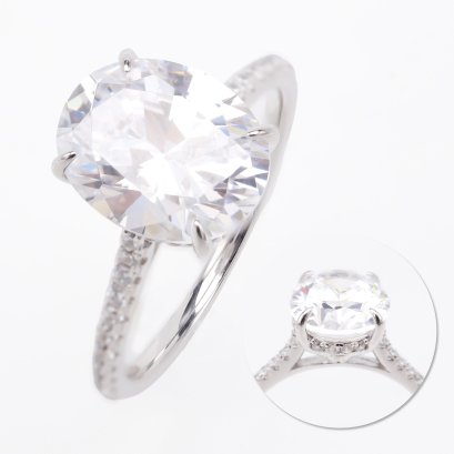 3.0 ct., Cubic Zirconia (CZ), Oval Cut, Ring