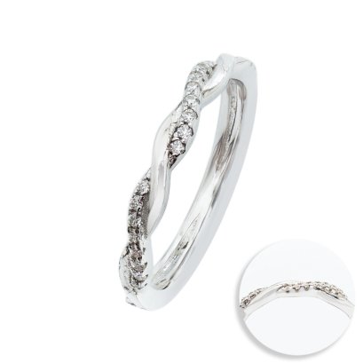 0.16 ct., Lab Grown Diamond, Twist Band Diamond Paved Ring