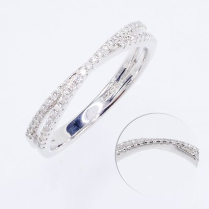 Criss-Cross Band, Contoured Ring with Moissanites, Wedding Band