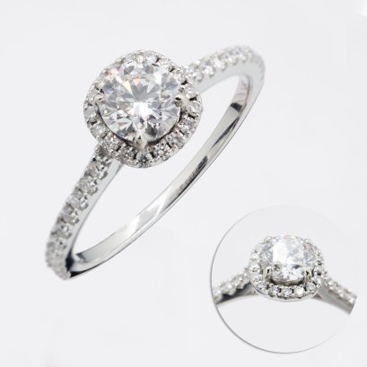 (IGI) 0.54 ct, Laboratory Grown Diamond (Round Brilliant, HPHT, 0.54 ct, D, VVS 2), Lab Grown Diamond (0.294 ct), Halo Design Diamond Ring