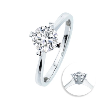 (IGI) 1.0 ct, Laboratory Grown Diamond (Round Brilliant, HPHT, 1.0 ct, D, VS 2), Four Prongs Diamond Ring