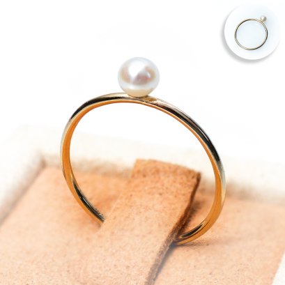 Approx. 3.0 - 4.0 mm, Akoya Pearl, Solitaire Pearl Ring