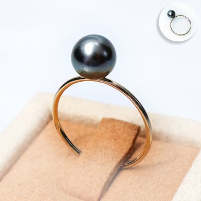 Approx. 7.0 mm, Tahitian Pearl, Solitaire Pearl Ring