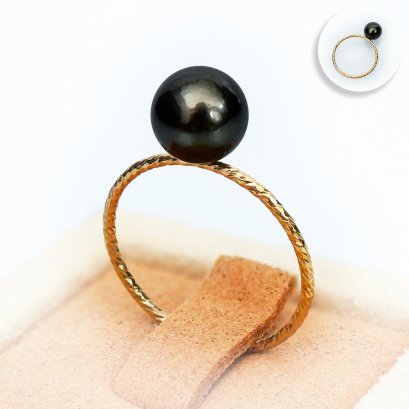 Approx. 7.0 mm, Tahitian Pearl, Solitaire Pearl Ring