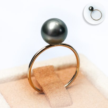 Approx. 7.0 mm, Tahitian Pearl, Solitaire Pearl Ring