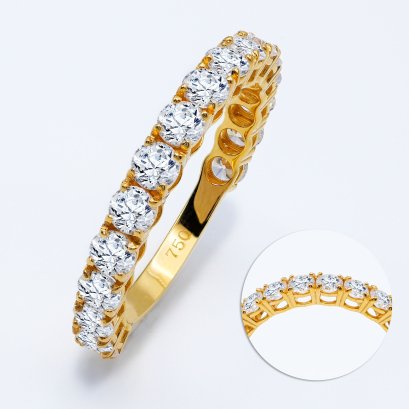 18K Gold, Three Quarter Prong Band Diamond Ring