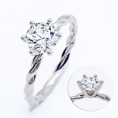 (IGI) 1.07 ct., Laboratory Grown Diamond (Round Brilliant, HPHT, 1.07 ct, D, VS 1), Six Prongs Solitaire Diamond Shoulder Twist Ring