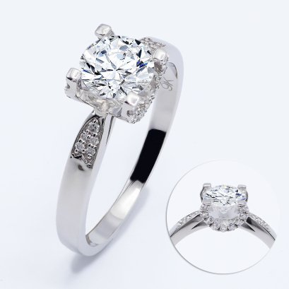 (IGI) 1.08 ct., Laboratory Grown Diamond (Round Brilliant, HPHT, 1.08 ct, D, VS 1), Four Prongs Horseshoe Solitaire Diamond Ring