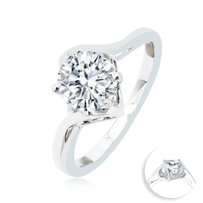 (IGI) 1.09 ct, Laboratory Grown Diamond (Round Brilliant, HPHT, 1.09 ct, D, VS2), Heart-Four Prongs Solitaire Diamond Ring