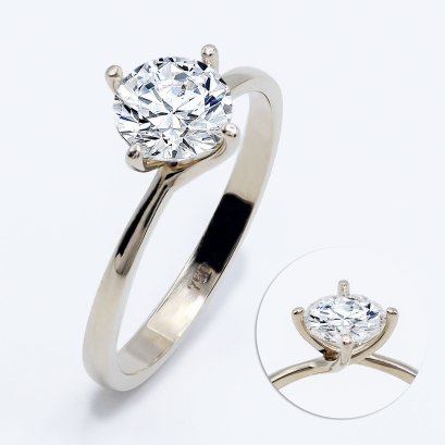(IGI) 1.09ct., Laboratory Grown Diamond (Round Brilliant, HPHT, 1.09 ct, D, VS 1), Four Prongs Solitaire Diamond Ring