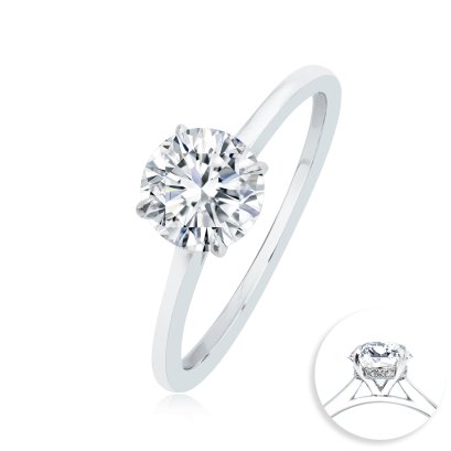 (IGI) 1.03 ct, Laboratory Grown Diamond (Round Brilliant, HPHT, 1.03 ct., D, VS2), Four Prongs Solitaire Diamond Ring