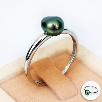 6.84 mm, Nebular Lot, Keshi Tahitian Pearl, Solitaire Pearl Ring