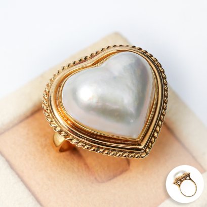 Approx. 17.0 mm, South Sea Pearl, Heart Mabe Ring