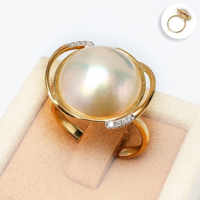 Approx. 16.0 mm, Mabe South Sea Pearl, Solitaire Pearl Ring