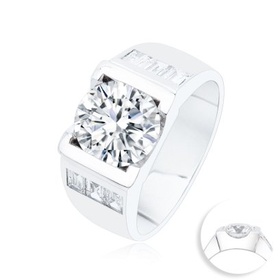 (IGI) 3.30ct, Laboratory Grown Diamond (Round Brilliant, CVD, 3.30 ct, E, VS 1), Diamond Signet Ring (Customer's Main Lab Grown Diamond)