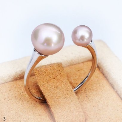 Approx 4.0 and 6.0 mm, Freshwater Pearl, Double Pearl Open Ring
