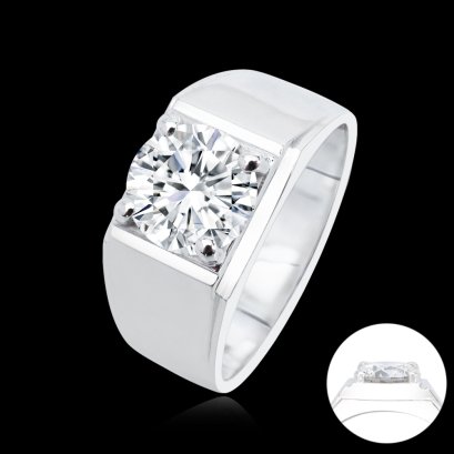 (IGI) 1.01 ct, Laboratory Grown Diamond (Round Brilliant, CVD, 1.01 ct, D, VVS2), Diamond Signet Ring
