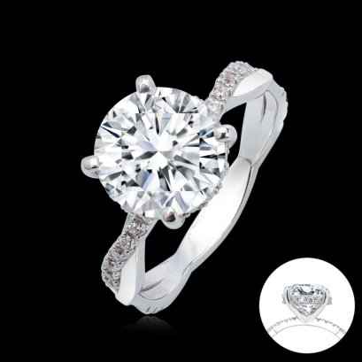 (IGI) 2.01 ct, Laboratory Grown Diamond (Round Brilliant, CVD, 2.01 ct, D, VVS 2), Four Prongs Diamond Twisted Band Ring