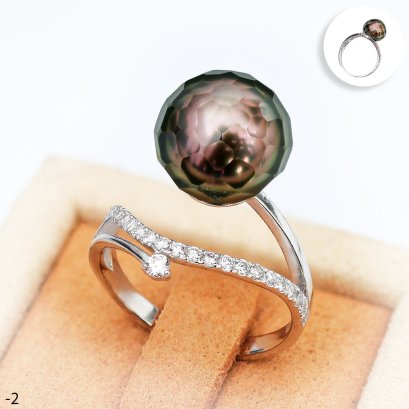 Approx. 10.0 mm, Hanashinju Pearl, "The One" Solitaire Pearl Diamond Band Ring