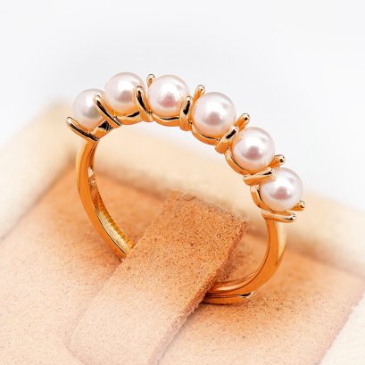 Approx. 3.0 mm, Akoya Pearl, Six Pearl Row Ring