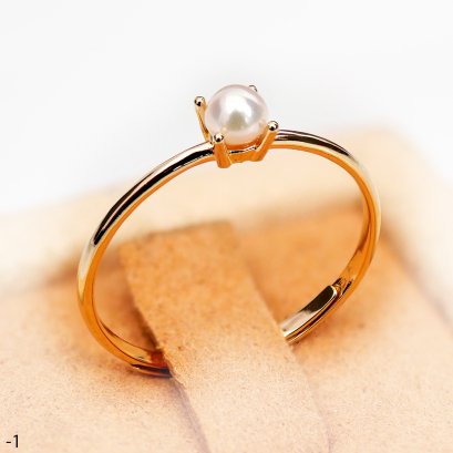 Approx. 3.0 - 3.5 mm, Akoya Pearl, Four Prongs Solitaire Pearl Ring