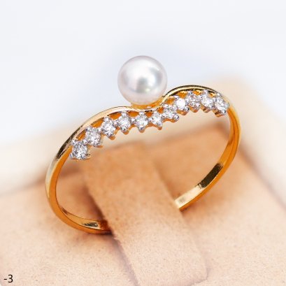 Approx. 4.0 mm, Akoya Pearl, Crown Diamond Solitaire Pearl Ring
