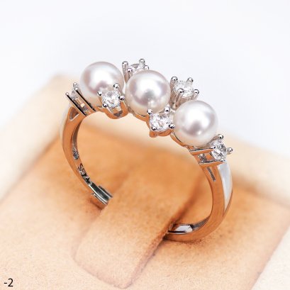 Approx. 4.5 mm, Akoya Pearl, Triple Pearl Cluster CZ Ring