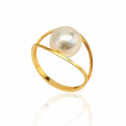 Approx. 8.5 - 9.0 mm, Akoya Pearl, Solitaire Pearl Parallel Stripe Ring