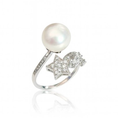 Approx. 10.0 mm, Edison Pearl, Star Paradise Pearl Open Ring
