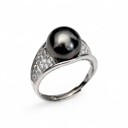 Approx. 10.0 mm, Tahitian Pearl, Solitaire Pearl Ring