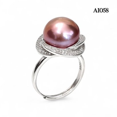 Approx. 12.0 mm, Edison Pearl, Saturn Rings Solitaire Pearl CZ Ring