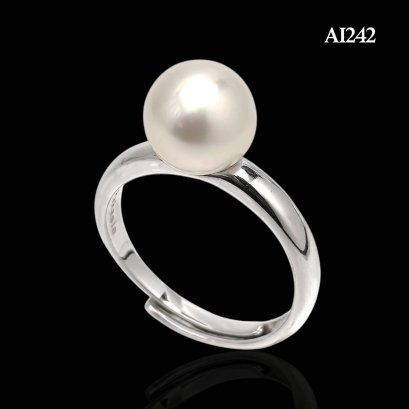 Approx. 9.0 mm, White South Sea Pearl, Solitaire Pearl Ring
