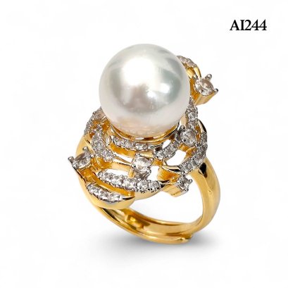 Approx. 12.0 mm, White South Sea Pearl, "Andromeda" Solitaire Pearl Ring