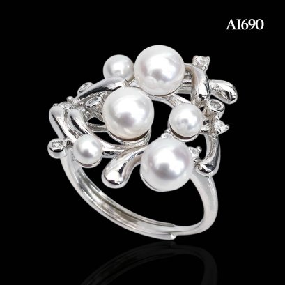 Approx. 3.0 - 6.0 mm, AK and Freshwater Pearl, Cluster Pearl Ring